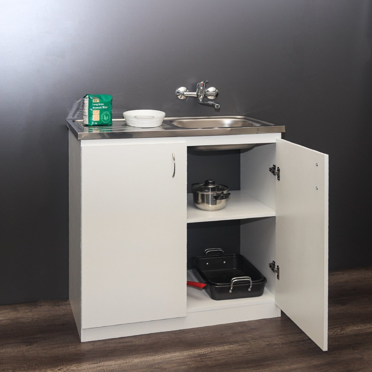 Denver Econo Single Sink Cabinet 900 White - Denver Furniture - Pennyware Distributors