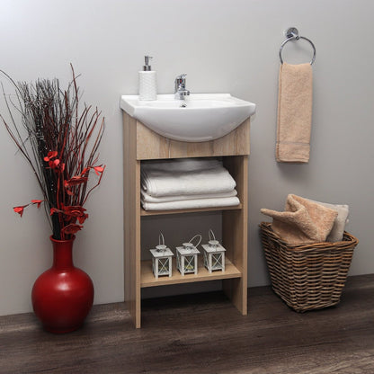 Denver Furniture | Aperto Open Shelf Bathroom Vanity Cabinet | Washed Shale | 450mm width