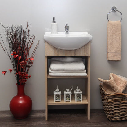 Denver Furniture | Aperto Open Shelf Bathroom Vanity Cabinet | Washed Shale | 450mm width