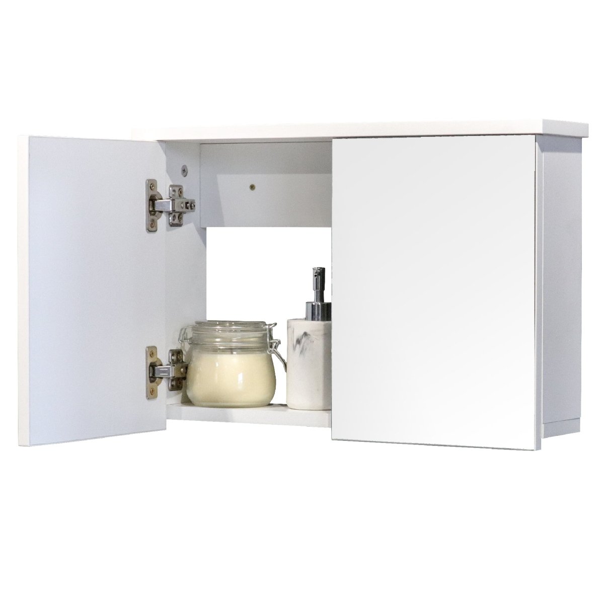 Denver Furniture | Bathroom Mirror Cabinet - Double Door Medicine Cabinet | White - Denver Furniture - Pennyware Distributors