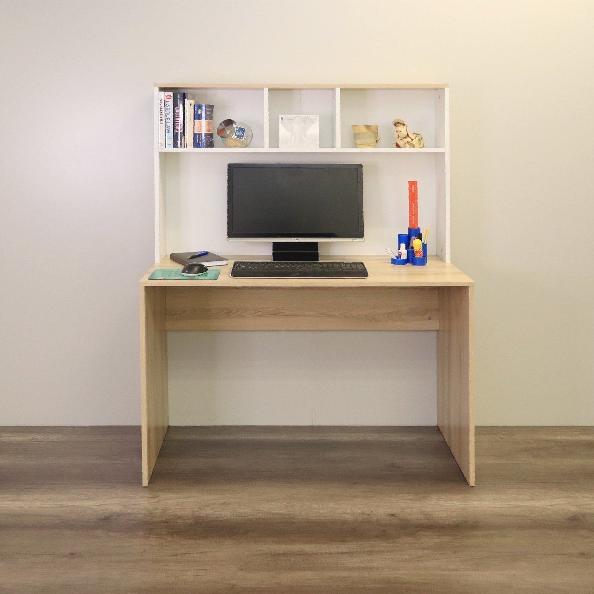 Denver Office Rectangular Desk with storage shelves