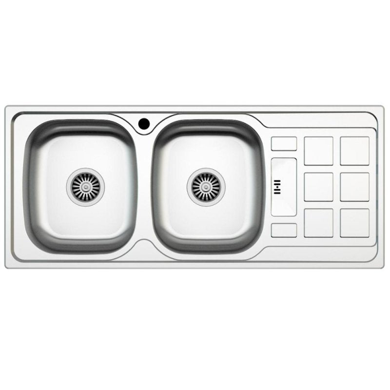 Parker Stainless Kitchen Sink | AS107 Linen Stainless Steel D/Bowl 1160X500 | Drop In - Parker - Pennyware Distributors