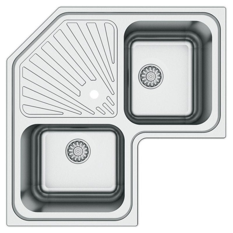 Parker Stainless Kitchen Sink | AS229 Linen Stainless Steel Sink Corner 830X830Mm | Drop In - Parker - Pennyware Distributors