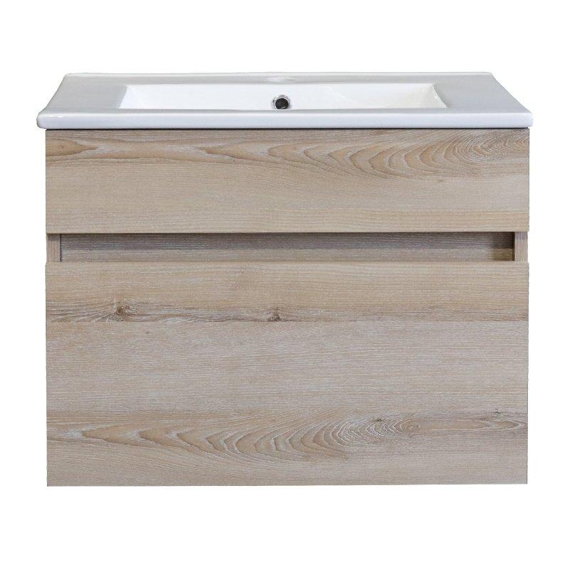 Stylo | Floating Bathroom Vanity Cabinet with White Ceramic Basin | Washed Shale